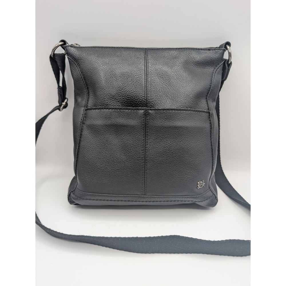 The Sak Lucia Black Leather Crossbody Bag Adjustable Strap Shoulder Purse